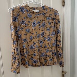 Aris New York tailored knitLong-Sleeve tee. Curry Floral. M. NWT